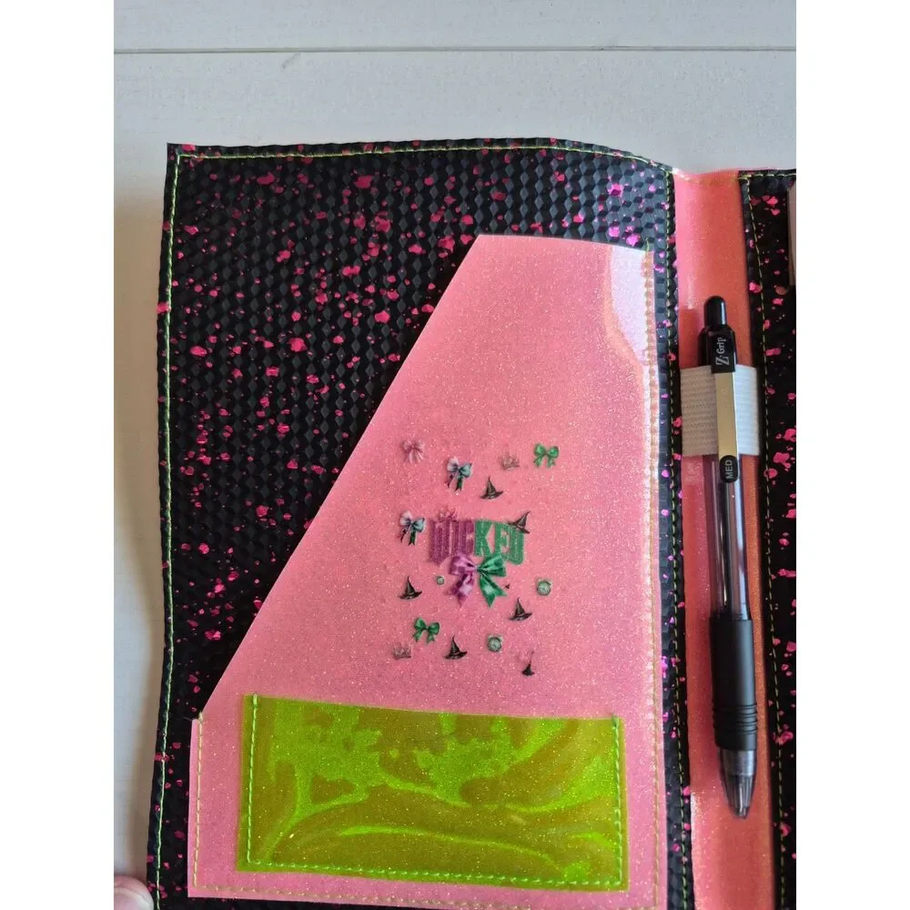 Wicked Pink Vinyl Notebook Holder - Stylish Stationery and Notepad Cover